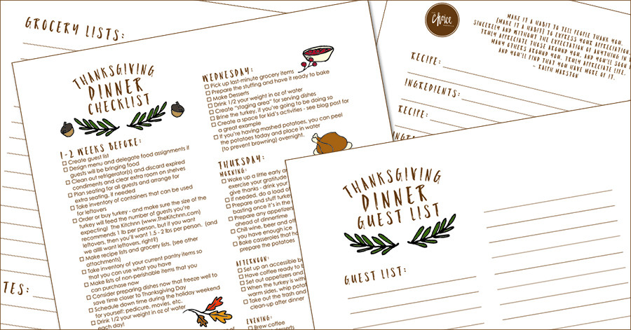 Thanksgiving Dinner Checklist
 Free Printable Thanksgiving Checklist and Place Cards