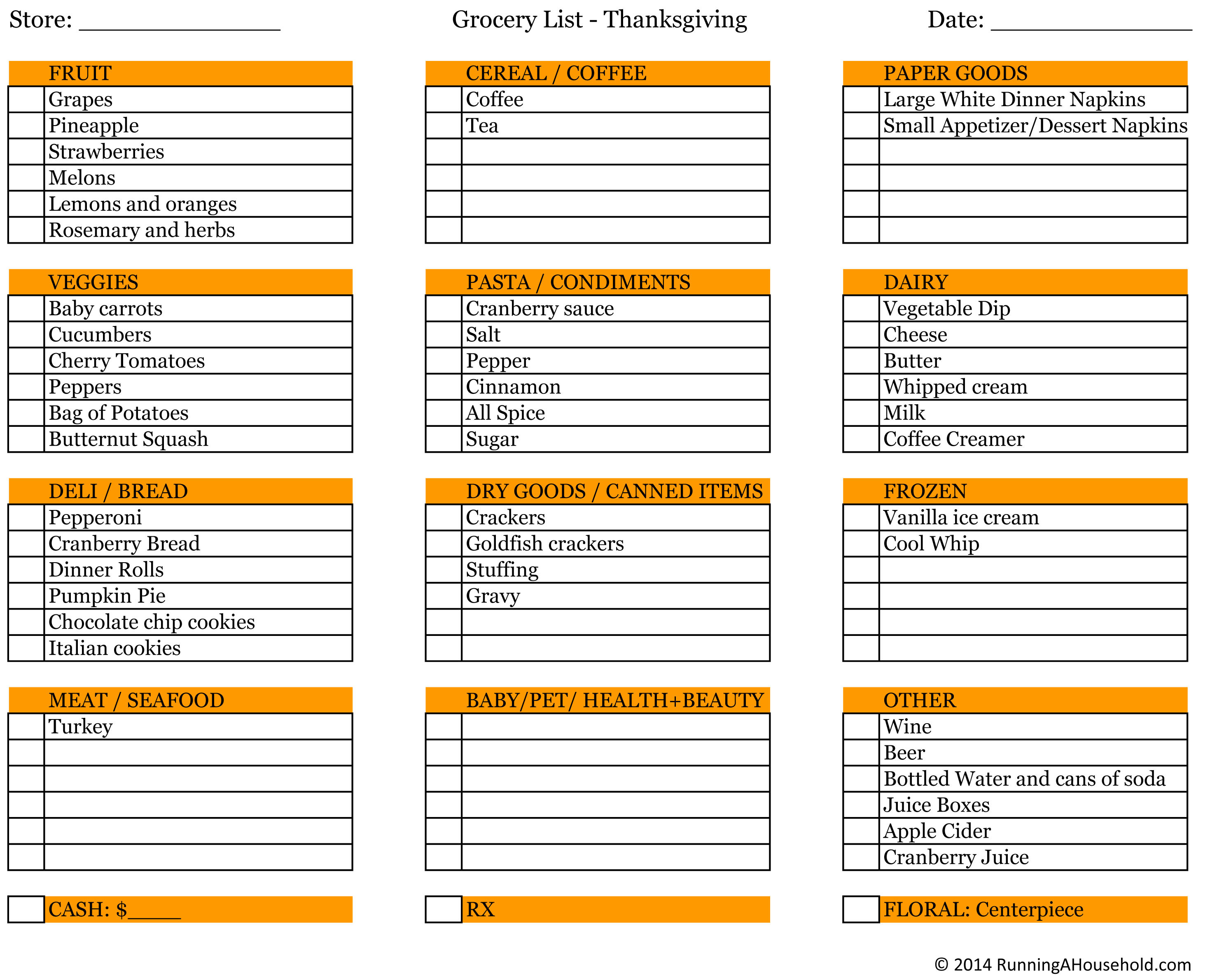 Thanksgiving Dinner Checklist
 Planning Thanksgiving Dinner Running A Household