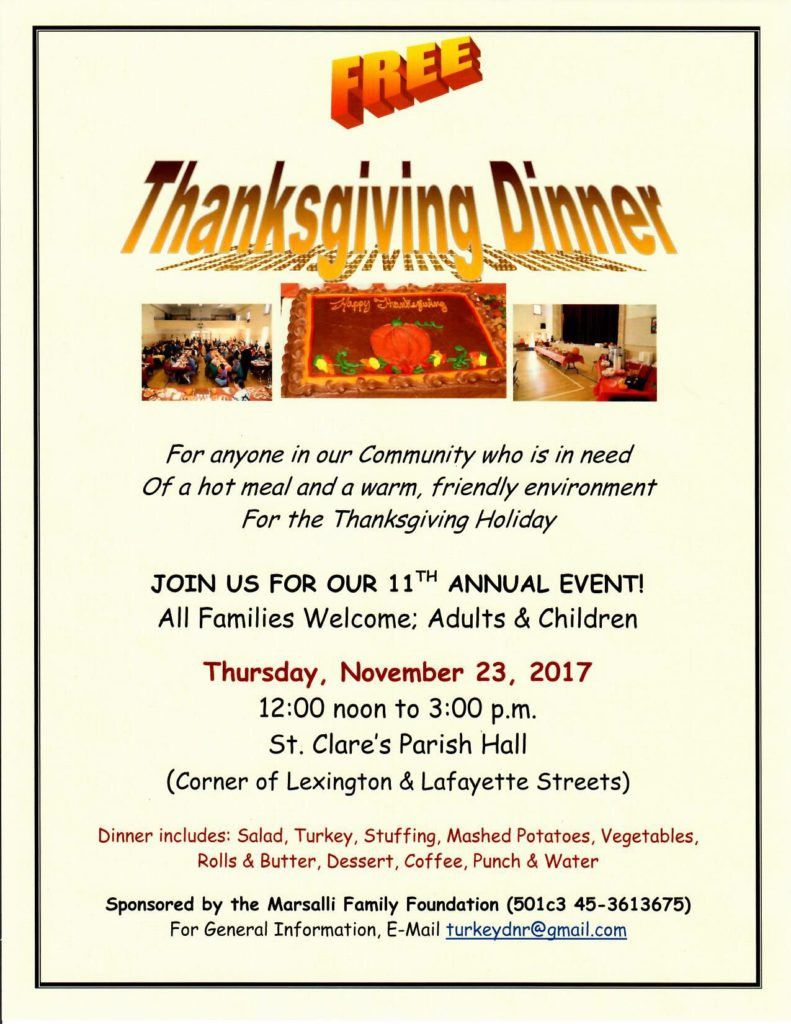 Thanksgiving Dinners 2019
 Thanksgiving Dinner 2017 – St Clare Parish