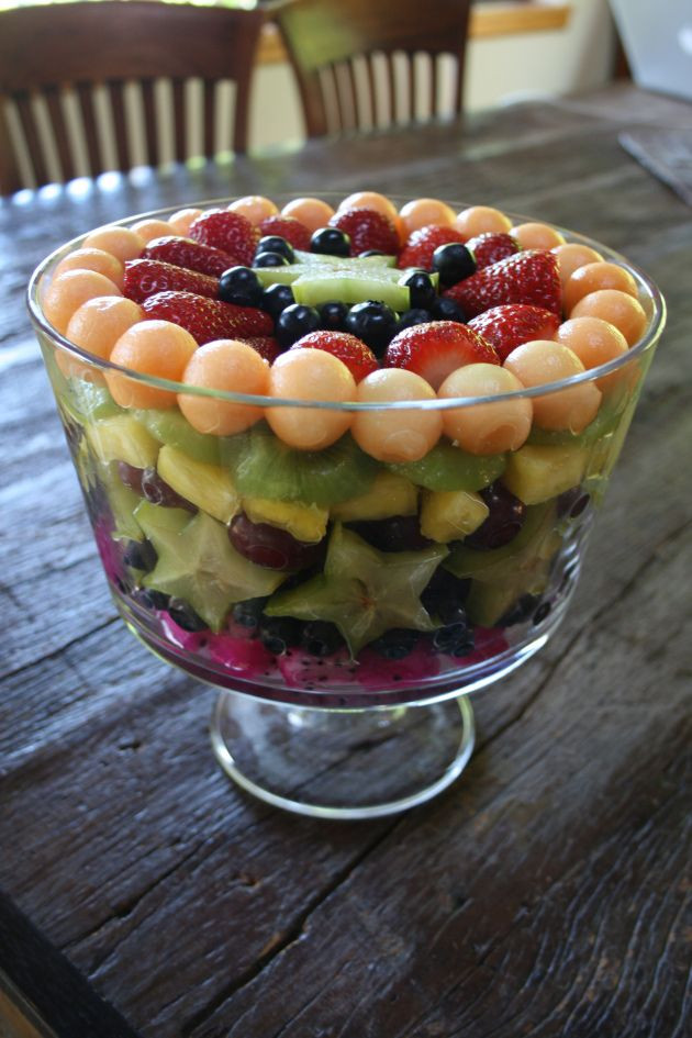Thanksgiving Salads 2019
 Fruit salad layered in trifle bowl