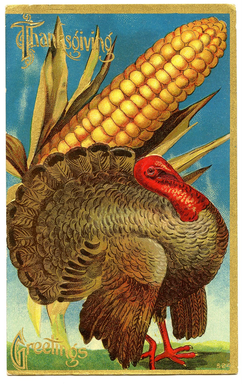 Thanksgiving Turkey Art
 Vintage Thanksgiving Clip Art Turkey and Corn The