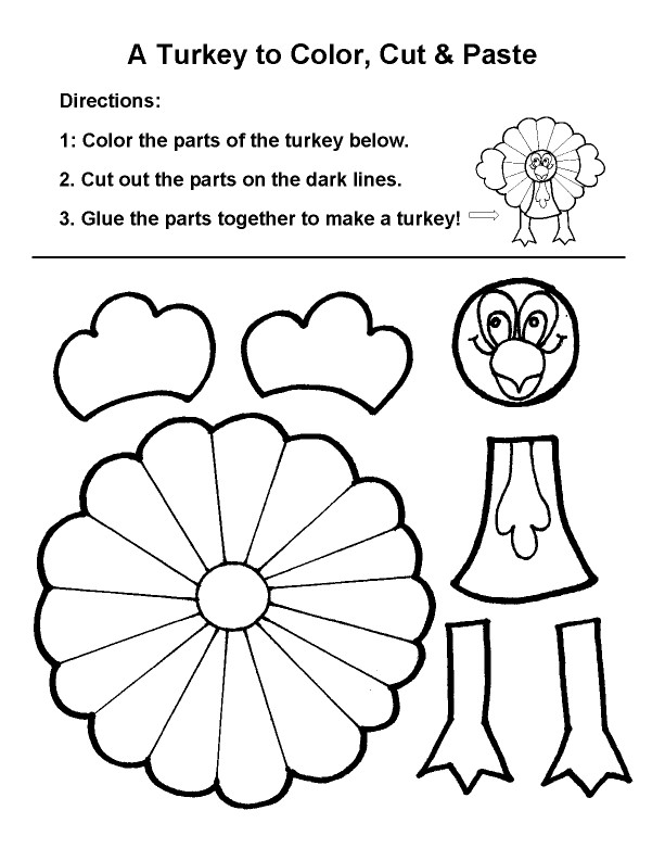 Thanksgiving Turkey Cut Out
 Cut Out Coloring Pages AZ Coloring Pages