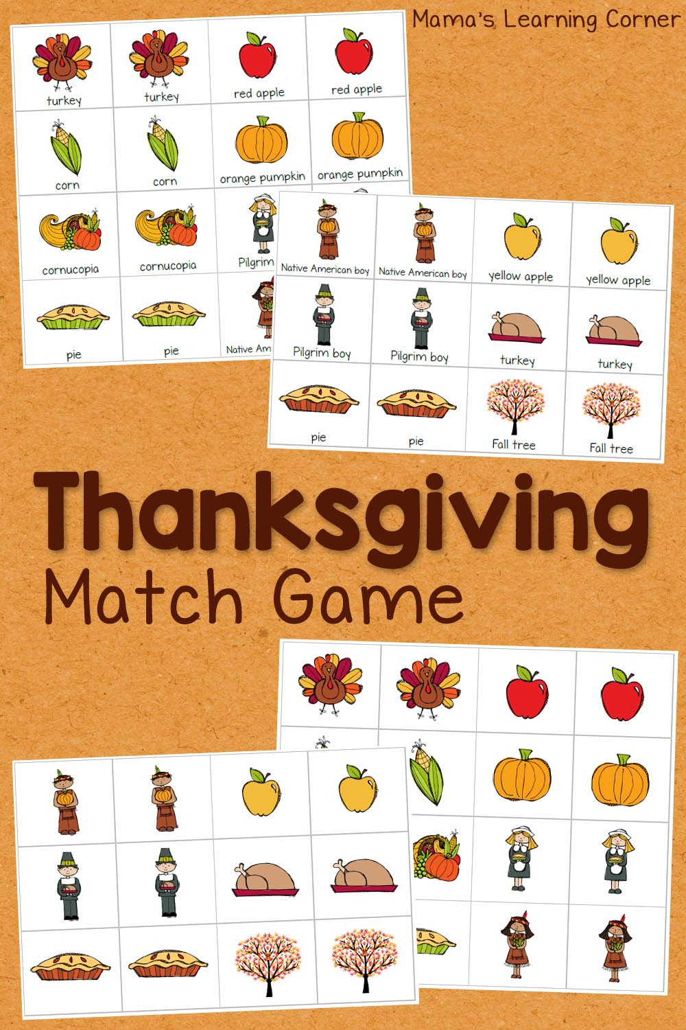 Thanksgiving Turkey Games
 Thanksgiving Match Game Mamas Learning Corner