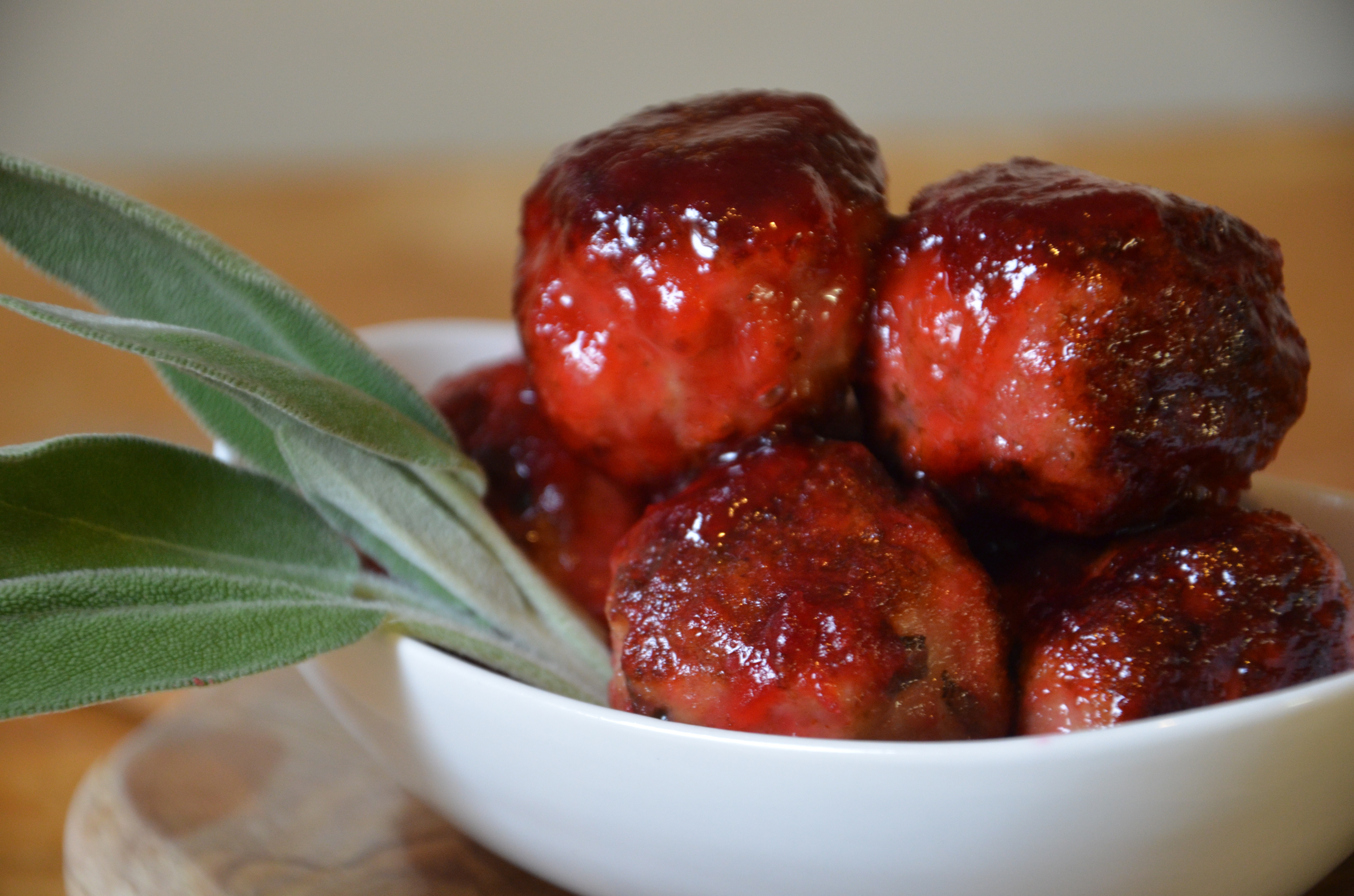 Thanksgiving Turkey Meatballs
 Turkey Sage Meatballs with Cranberry Glaze