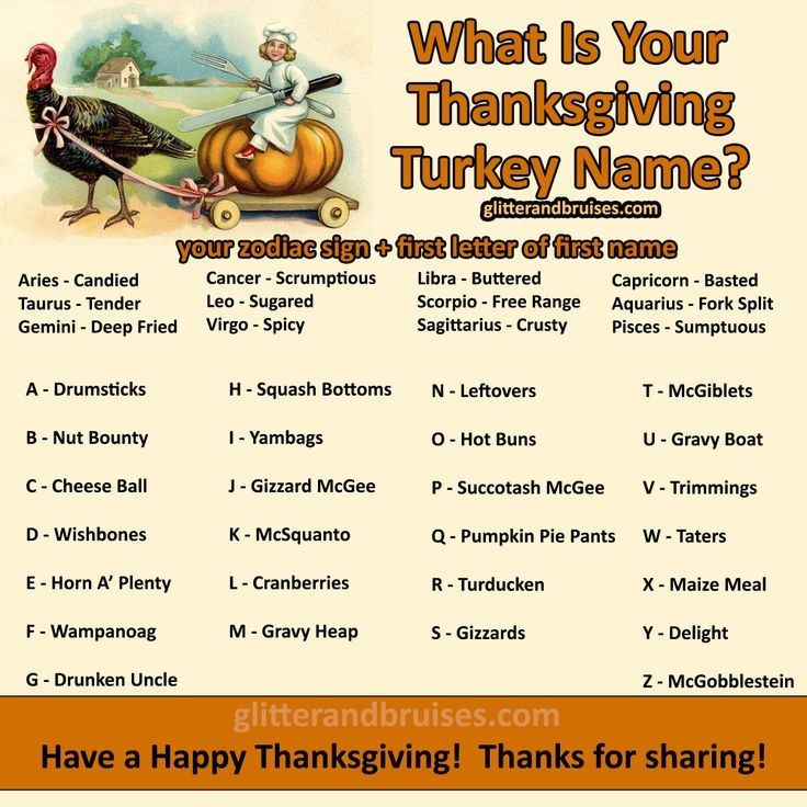 Thanksgiving Turkey Names
 What Is Your Thanksgiving Turkey Name s