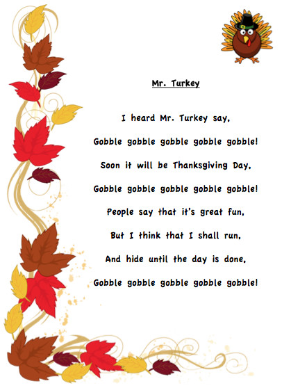 Thanksgiving Turkey Poem
 I almost forgot Thanksgiving eh