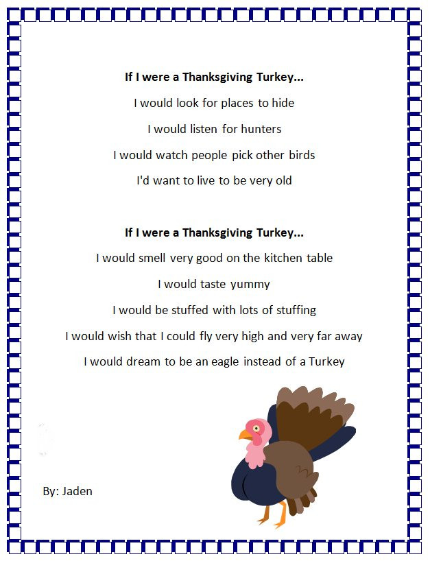 Thanksgiving Turkey Poem
 Thanksgiving Turkey Personification Poem Generator