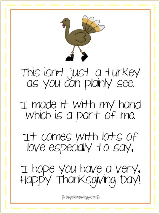 Thanksgiving Turkey Poem
 First Grade Fanatics Gobble Gobble