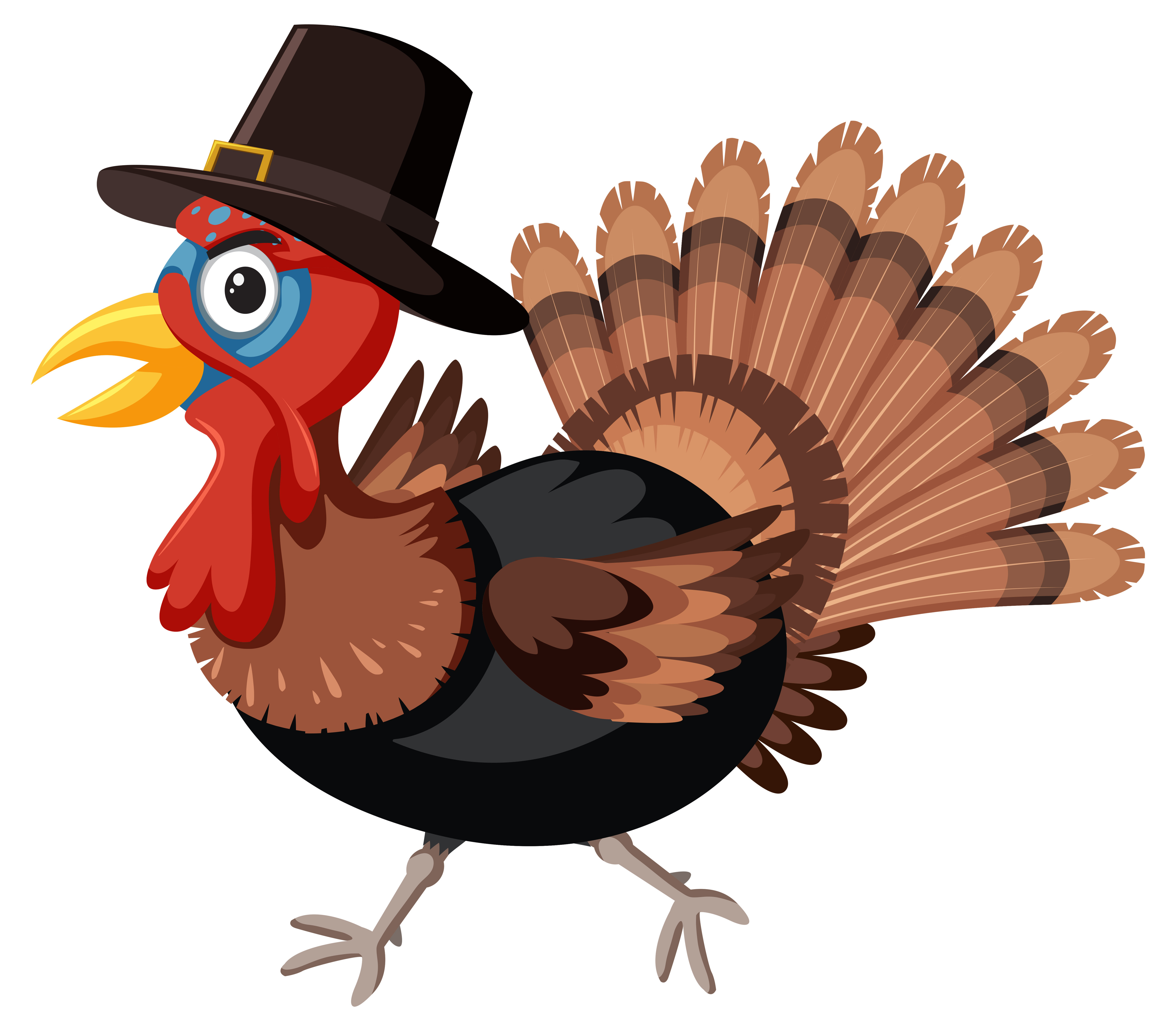 Thanksgiving Turkey Vector
 Thanksgiving turkey with hat Download Free Vector Art