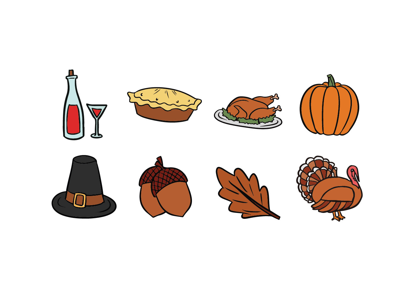 Thanksgiving Turkey Vector
 Thanksgiving Hand Drawn Icons Download Free Vector Art