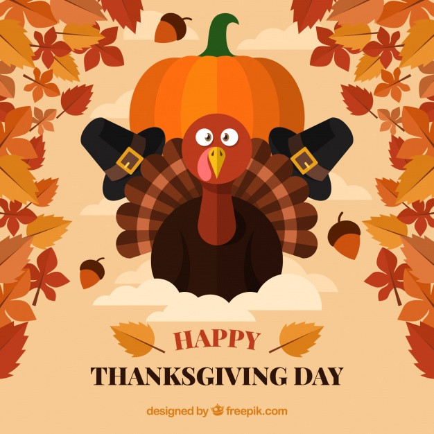 Thanksgiving Turkey Vector
 Thanksgiving turkey and pumpkin vintage background Vector
