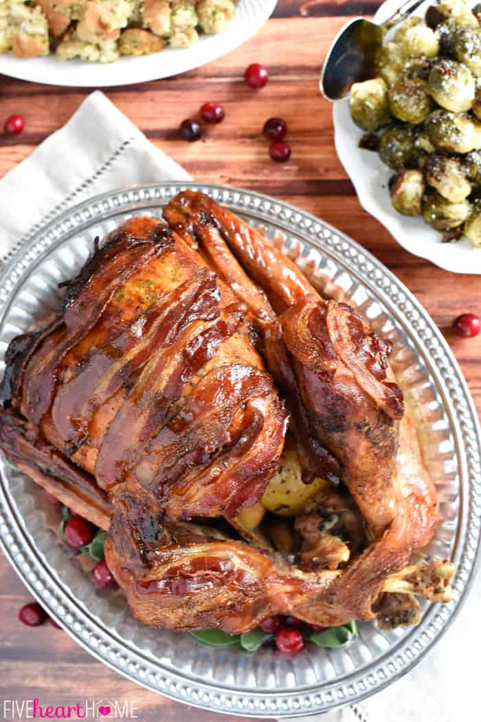 Thanksgiving Turkey With Bacon
 Maple Glazed Turkey with Bacon and Sage Butter • FIVEheartHOME