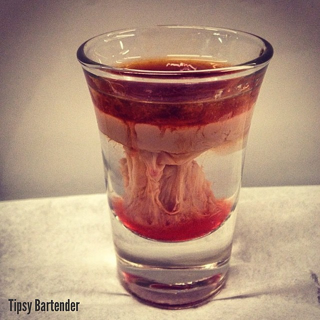 Tipsy Bartender Halloween Drinks
 ZOMBIE BRAIN SHOT 1 Part