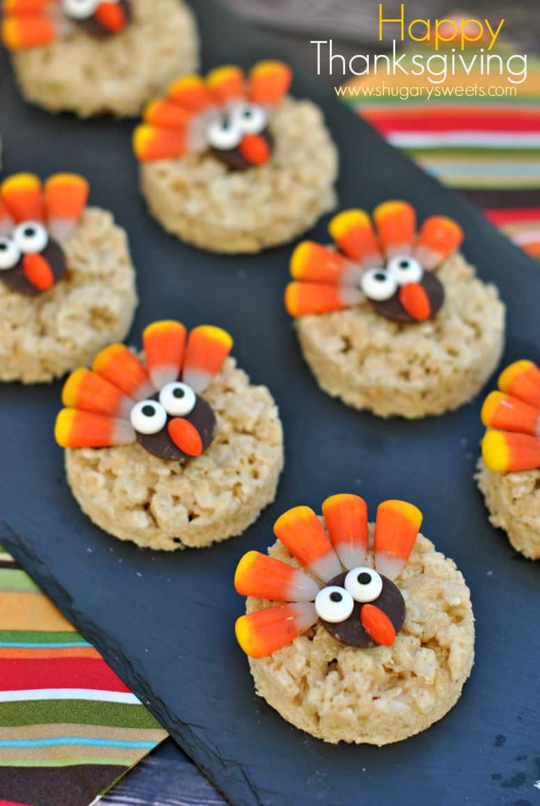 Turkey Treats For Thanksgiving
 Turkey Rice Krispie Treats Shugary Sweets