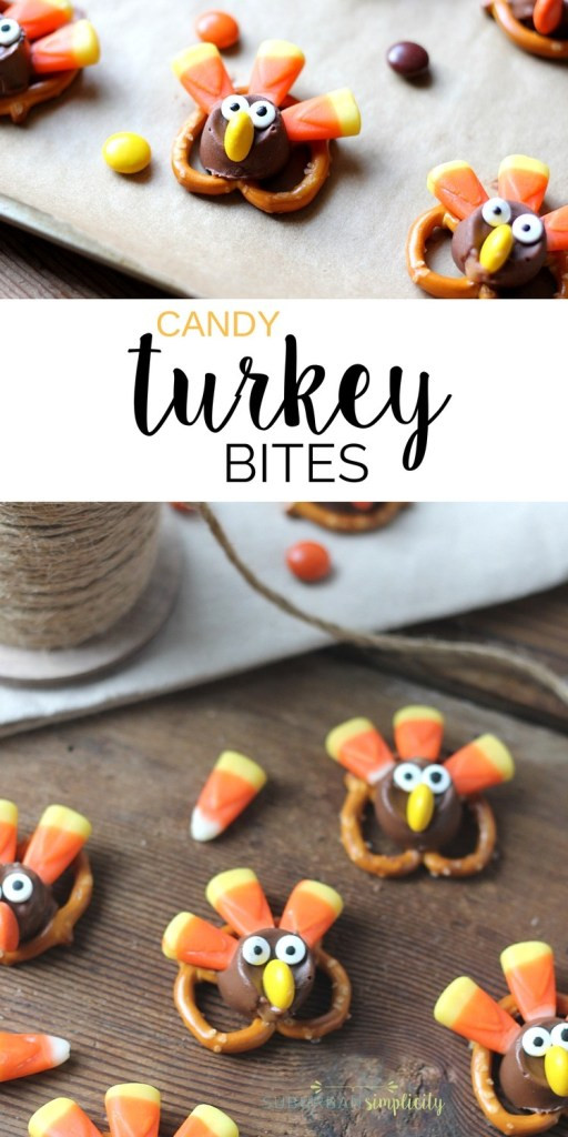 Turkey Treats For Thanksgiving
 Adorable Candy Pretzel Turkey Bites