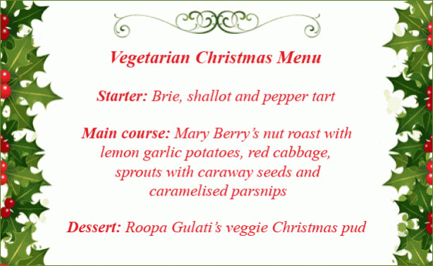 Vegetarian Christmas Dinner Menu
 Ve arian Christmas menu goodtoknow