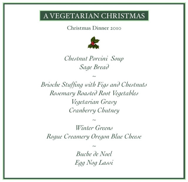 Vegetarian Christmas Dinner Menu
 A Ve arian Christmas