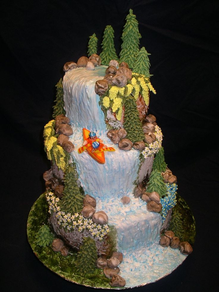 Waterfall Wedding Cakes
 Great Adventure Trees and flowers are made of royal
