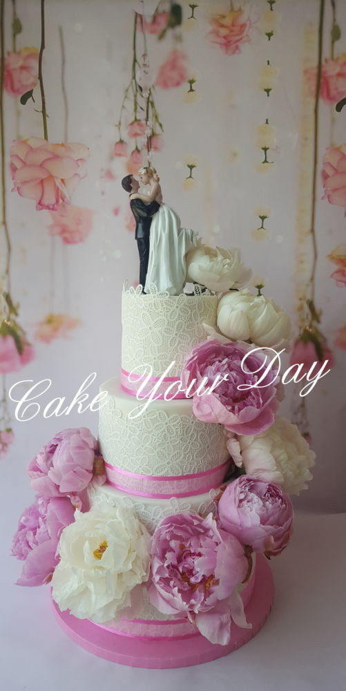 Waterfall Wedding Cakes
 Peony waterfall wedding cake Cake by Cake Your Day